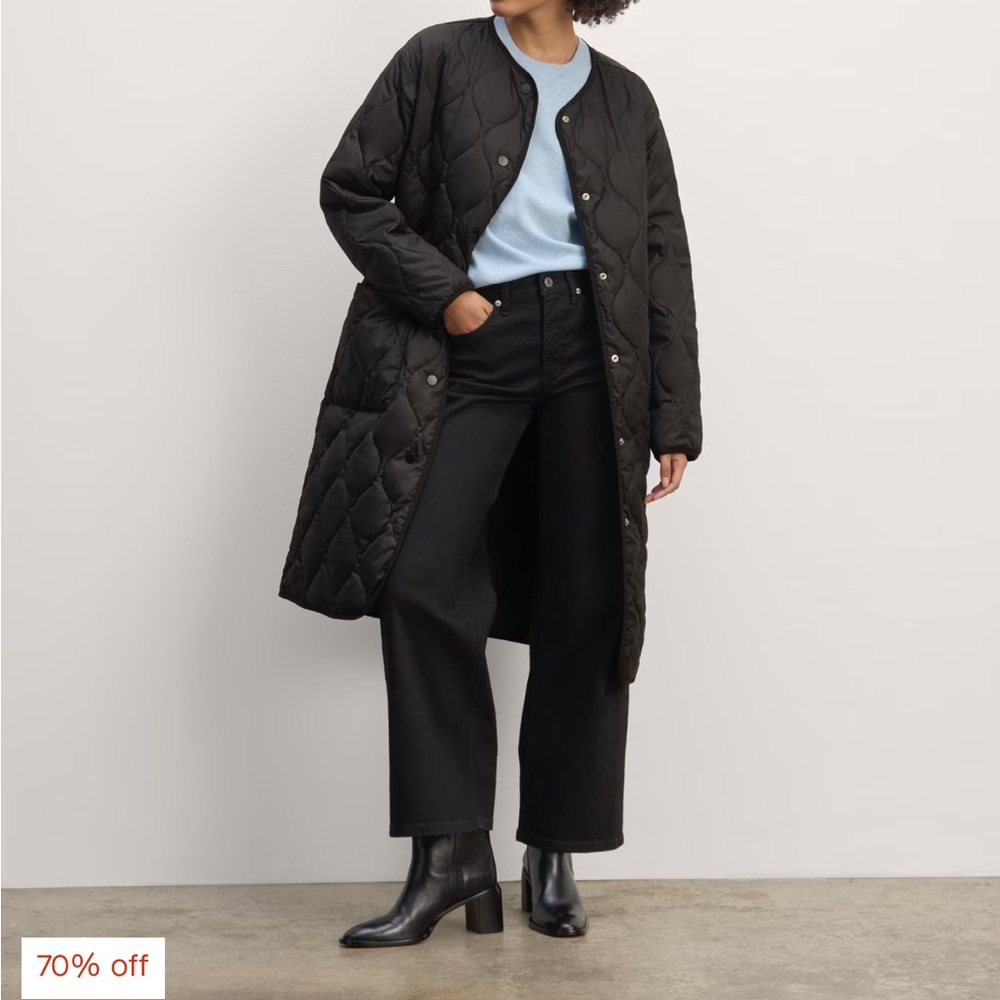 Black Quilted Long Coat